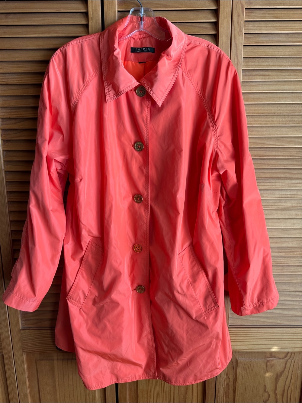Ralph Lauren Bright Coral Women's Lightweight Raincoat - NWOT - XL